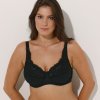 Zmenšujúca bavlnená podprsenka Olbia zn. Confidence Lingerie® s ažúrovou výšivkou, s kosticami čierna 110 Blancheporte