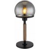 Globo Lighting Haku stolová lampa 1x40 W čierna-dymová-dreva 21954S