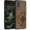 Drevené púzdro s dizajnom kompas kwmobile OnePlus Nord 2 5G tmavě hnědá