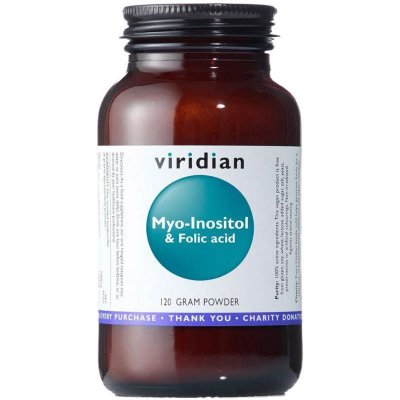 Viridian Nutrition Myo-Inositol & Folic Acid prášok na prípravu nápoja na podporu zdravej hormonálnej činnosti pre ženy 120 g
