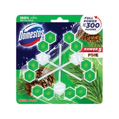 Domestos Power 5 Pine tuhý WC blok, 3 x 55 g