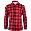 JHK pánska košeľa ležérneho štýlu ČERVENÁ KOCKOVANÁ s dlhým rukávom bavlna veľkosť M