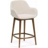 Béžová čalúnená barová stolička s podrúčkami (výška sedadla 66 cm) Konna – Kave Home