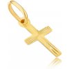 Šperky eshop - Zlatý prívesok 585 - krížik s lesklými lúčmi na povrchu S2GG07.24