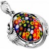 Nefertitis Muránska sklo multicolor prívesok striebro Ag 925 53424 NF57227 - 3,1 cm, 14,2 g