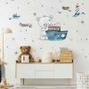 INSPIO Nálepka Nálepky na stenu pre chlapcov - Maco námorník 130x90 hviezdy a oblaky, samolepky s menom, medvede a sovy, akvarelové nálepky modrá, sivá, hnedá, plnofarebný motív