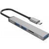 Orico Hub USB-C 3xport USB-A, čítačka microSD, alu