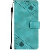 Peňaženkové kožené puzdro Skin-feel Embossed na Galaxy A55 5G - Zelená