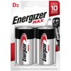 Batéria Energizer alkalická Max 1,5 V, typ D, 2 ks