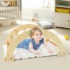 Costway Montessori drevená hojdačka s mäkkým vankúšom Natural