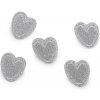 Nažehľovačka srdce s lurexom - 10 ks 1 strieborná