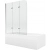 MEXEN/S - Cubik obdĺžniková vaňa 150 x 70 cm s panelom + vaňová zástena 120, transparent, chróm 550315070X9012030100