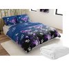 Textilomanie Sada 2ks mikroplyšových obliečok VIOLET BUTTERFLY tmavomodré + plachta mikroplyš SOFT 180x200 cm biela, dvojlôžko