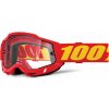 100% ACCURI 2, 100% Enduro Moto okuliare červené, číre Dual plexi