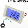 D69-2042 AC 100-300V/100A 2v1 LCD digitálny ampérmeter/voltmeter Bílá
