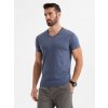Ombre Men's BASIC classic cotton T-shirt with a serape neckline - blue melange modrá XL Ombre 5907064502127