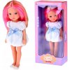 Roztomilá bábika Lovely Girl v bielych šatách s modrou mašľou, 33 cm ZA5850