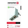 Rýchlonabíjačka Swissten Qualcomm Charger 3.0 s 2 USB konektormi, 23 W, biela 22049600