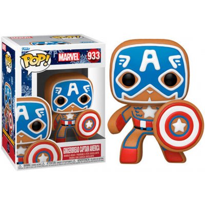 Funko Pop! Marvel Holiday Gingerbread Captain America #933 Bobble-Head Vinyl Merch