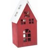 Vianočná drevená LED dekorácia Light house červená, 11,7 x 21,2 x 9,7 cm