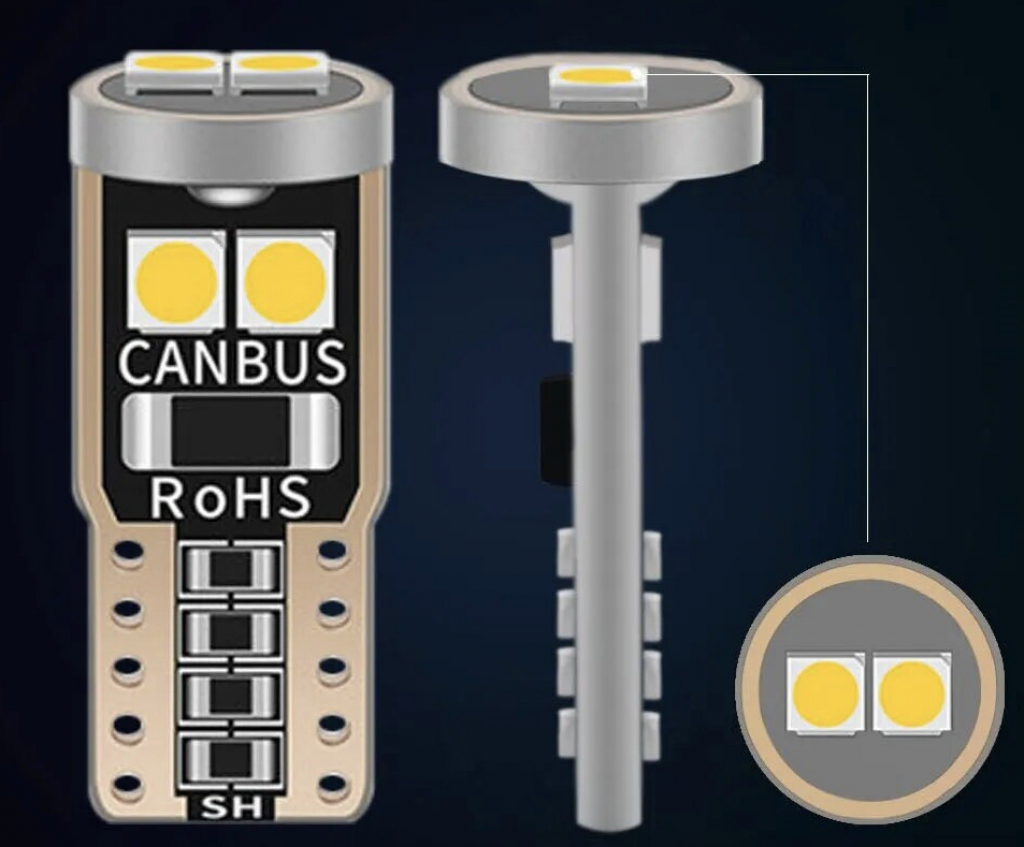 LED žiarovky CANBUS 10SMD 3030 T10 W5W White 12V/24V