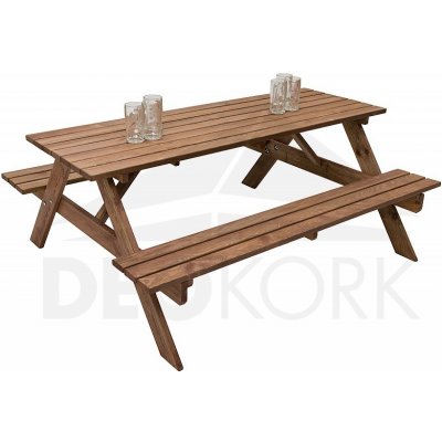 Deokork Masívny drevený pivný set z borovice 220 cm hrúbka 30 mm (morený)