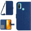 Peňaženkové kožené puzdro Skin Feel Sun Flower na Motorola Moto E20 / E30 / E40 - Tmavo Modrá