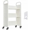 Vozík na knihy 77x38x122CM Trojposchodový knižničný vozík biely