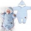 Zimná pletená kombinéza/overálok s kapucňou Baby Nellys - svetlo modrá, veľ. 62 74 (6-9m)