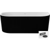 Besco LEYA B&W voľne stojaca / prístenná akrylátová vaňa s prepadom 150 x 75 cm, #WASB-150LGR