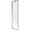 Mexen Next, vaňová zástena 1-krídlová 50 x 150 cm, fixné krídlo, 6 mm číre sklo s čiernym vzorom, ružové zlato profil, 895-050-000-00-70-60