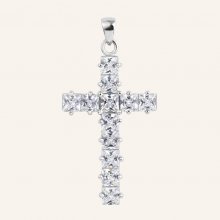 SilveAmo Strieborný prívesok krížik so zirkónmi Crystal Cross P2F.4042