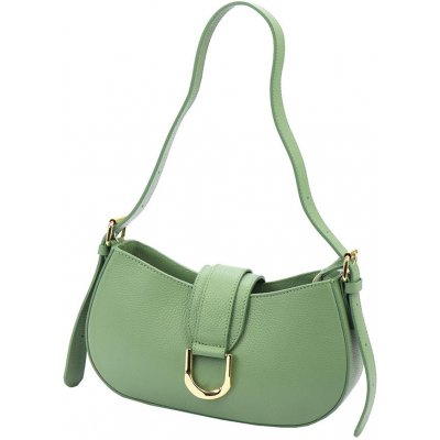 Zelená trendy kožená kabelka so zlatými doplnkami