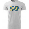Volejbal okrúhle narodeniny 50 - Klasické pánske tričko vyššej gramáže - 2XL ( Svetlosivý melír )