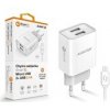 Aligator síťová nabíječka, 2x USB, smart IC, 2,4 A, kabel micro USB 2A, bílá CHA0041