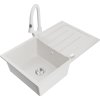 Mexen Bruno, 1-komorový granitový drez 795x495x200 mm a drezová batéria Elia, biela, 6513-20-670101-20