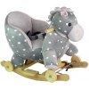 mamido Drevený hojdací koník s kolieskami sivý s bodkami