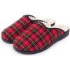 Vlnka Dámske papuče s ovčou vlnou káro červená