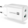CONNECT IT Wanderer2 GaN nabíjecí adaptér 1×USB-C + 1xUSB-A, 33W PD, BÍLÝ CWC-2080-WH Connect IT