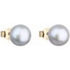 Zlaté 14 karátové náušnice kôstky so šedou riečnou perlou 921042.3 Grey