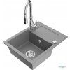 MEXEN/S MEXEN/S - Enzo granitový drez 1 s odkvapkávačom vrátane batérie Savita, šedá 6506-71-672601-00