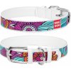 WAU DOG Kožený obojok so vzorom SUMMER biely Obvod krku: 38-49 cm, širka: 25 mm
