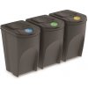 Prosperplast kôš na triedený odpad 3× 35 l PH Sivý