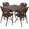 TENTino Záhradný set RATTAN - STÔL 86x86 + 4x STOLIČKA