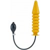 Nafukovacie dildo Mister B Solid Ribbed L žlté, rebrované nafukovacie dildo s pevným jadrom 28 x 3,3–6,5 cm