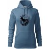 Jeleň v lese krivky - Mikina dámská Cape s kapucí - XS ( Denim )