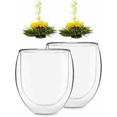 Feelino Ice, pohár, 320 ml, dvojstenné borosilikátové sklo, s čajovým kvetom (YBXUENAWVB)