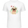 Mymate Predĺžené Tričko MY111 - Motív psíka s kvetinkou - White / White - XXL - Pánske