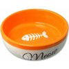 Miska Magic Cat keramická biela/oranžová Meow 13,4x4cm, 170ml