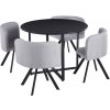 Kondela Jedálenský set 1+4, čierna/svetlosivá, BEVAN NEW